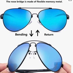 Trendy Womens Aviator sunglasses reflective blue color lens UV400 polari…